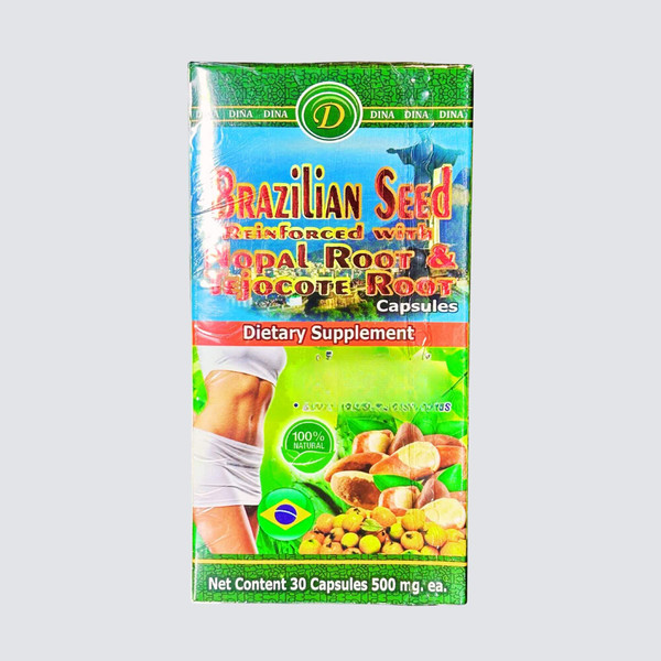Dina Brazilian Seed (semilla de brasil) Reinforced with Nopal Root 30 Capsules of 500 mg Dietary Supplement