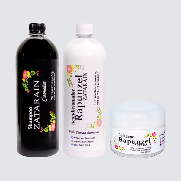 Rapunzel Zatarain Natural Hair Care 3 Piece Bundle | Shampoo, Conditioner, Hair Mask | 1 Lt (33 oz) each Bottle + 8oz Hair Mask