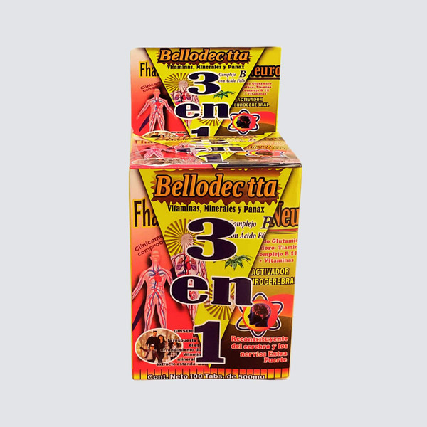 Hierbas Finas 3en1 Bellodec tta | Vitamins, Minerals, and Panax | 100 Tablets (500 mg.)