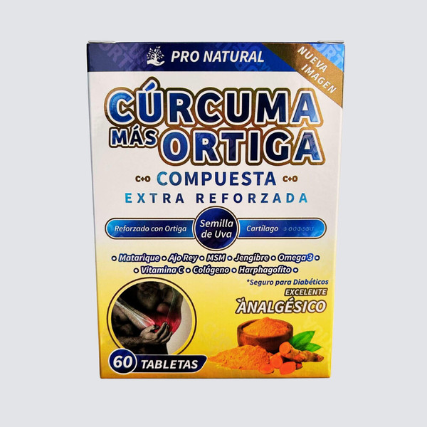 Pro Natural Curcuma Ortiga Ajo Rey Ginger Dietary Supplement 60 Tablets