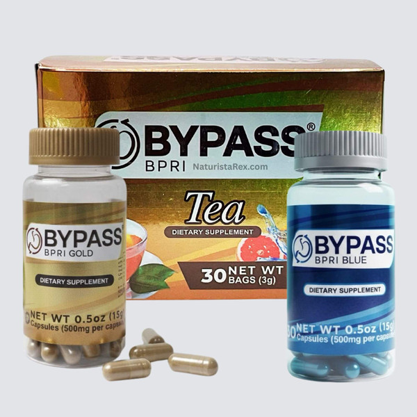 Bypass BPRI Company 3 Piece Combo Pack | Day/Night Time Detox Capsules & Detox Tea.