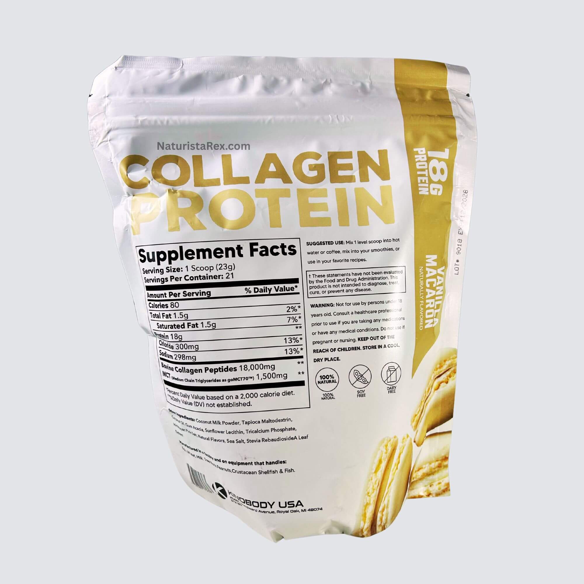 KINO Collagen Protein Powder 18G Protein Vanilla Macaron 21