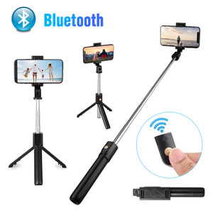 TSV Selfie Stick (K07), Bluetooth V4.0 Selfie Stick Tripod with Rechargeable Wireless Remote Shutter Compatible with iPhone 11/11 Pro X/XS Max/XR/8 Plus/7/6S Plus, Samsung Galaxy S10/S10 Plus/S10E - Black