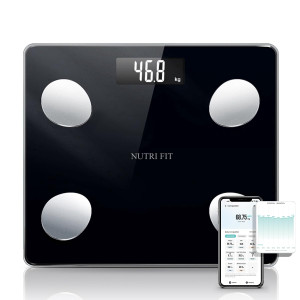 Nutri Fit Digital Bathroom Smart Scale for Body Weight with Bluetooth for BMI, Body Fat, Muscle Mass 20 Body Composition Analyzer Health Monitor Sync Apps 330lbs, Batteries Included