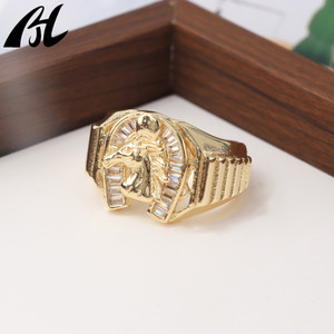 Horse Head Diamond Ring 18K Gold Plated