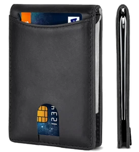 Men's Bifold Ultrathin Wallet RFID Blocking Credit Card Holder with Metal Money Clip (choose a color)