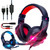TSV Stereo Gaming Headset for PS4, PC, Xbox One , Noise Cancelling Over Ear Headphones with Mic, LED Light, Bass Surround Sound, Soft Memory Earmuffs for Laptop Mac Nintendo Switch Games - RED