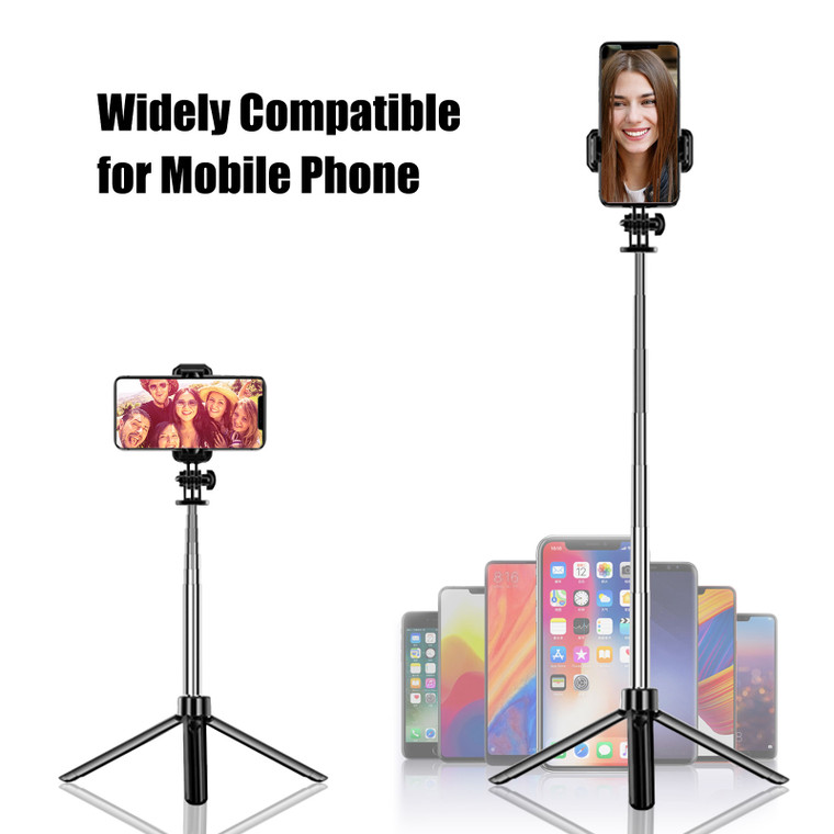 TSV Selfie Stick Tripod Bluetooth, 3 in 1 Extendable (35 inches) Phone Tripod Selfie Stick with Wireless Remote Shutter, Foldable & Lightweight Cell Phone Holder for Travel, Fit for iPhone, Samsung Galaxy, Huawei