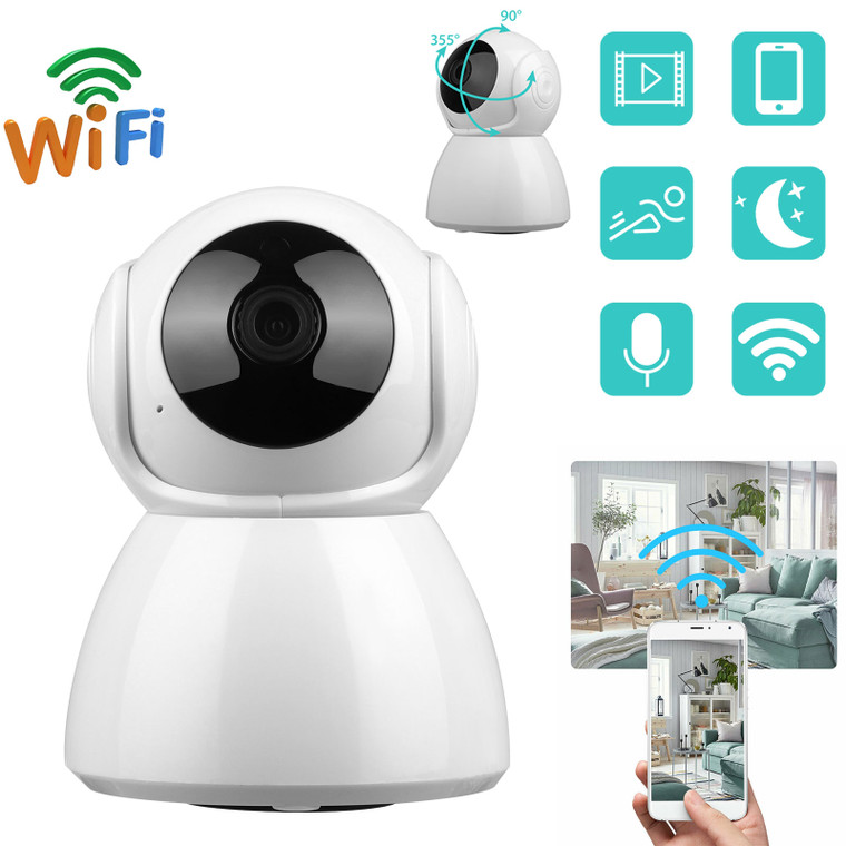 Wireless IP Camera, WiFi HD Home Security Monitoring System, 360 Degree Panoramic View Angle Nanny Cam with Motion Detection, Night Vision, Two-Way Audio for Baby/Elder/Pet