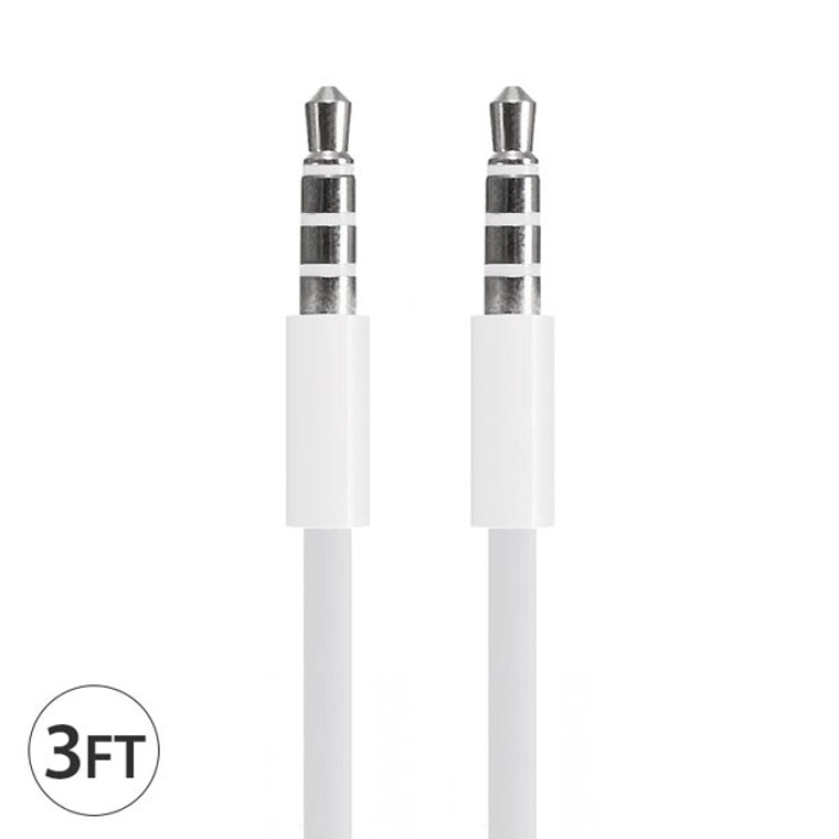 Male To Male Audio Cable by 3FT Universal Auxiliary Cord 3.5mm Male to Male Round Audio Aux Cable 3.5mm Connector for iPods iPhones iPads Galaxy Home Car Stereos White