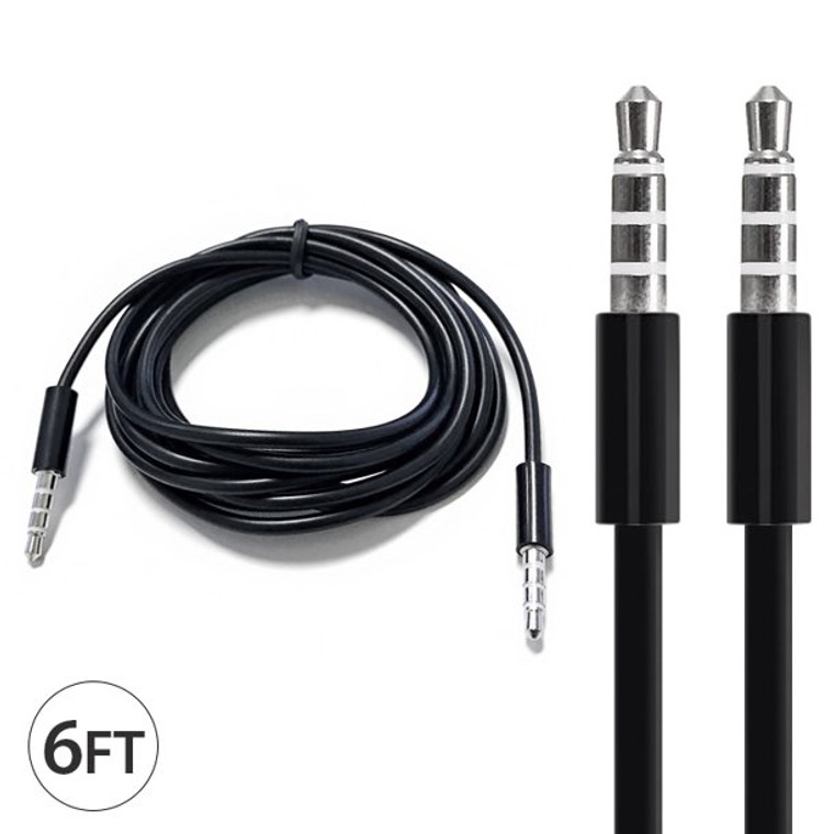 Male To Male Audio Cable 6FT Universal Auxiliary Cord 3.5mm Male to Male Round Audio Aux Cable 3.5mm Connector for iPods iPhones iPads Galaxy Home Car Stereos -Black