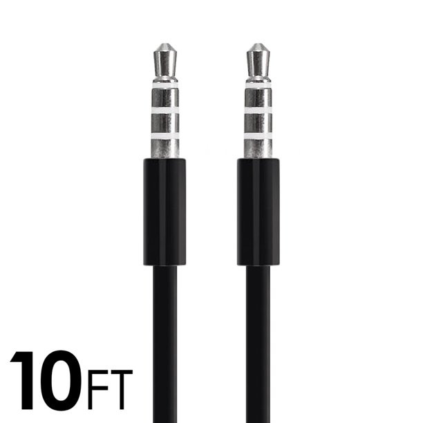 Male To Male Audio Cable by 10FT Universal Auxiliary Cord 3.5mm Male to Male Round Audio Aux Cable 3.5mm Connector for iPods iPhones iPads Galaxy Home Car Stereos Black