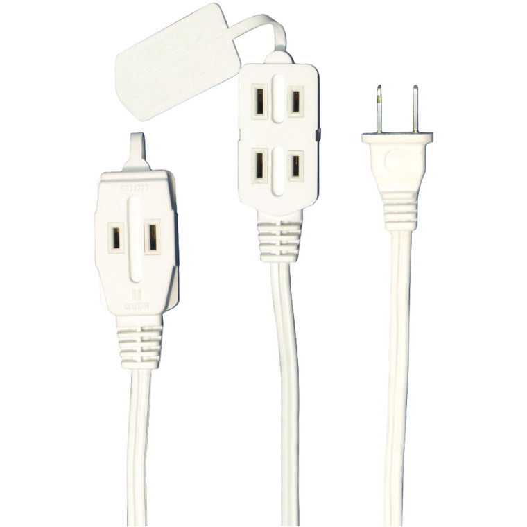 3-Outlet White Indoor Extension Cord - 6Ft