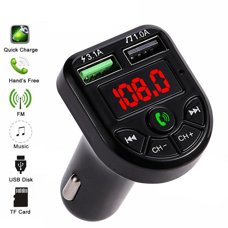 ODOMY Bluetooth 5.0 FM Transmitter Car Kit MP3 Modulator Player Wireless Handsfree Audio Receiver Dual USB Fast Charger 3.1A