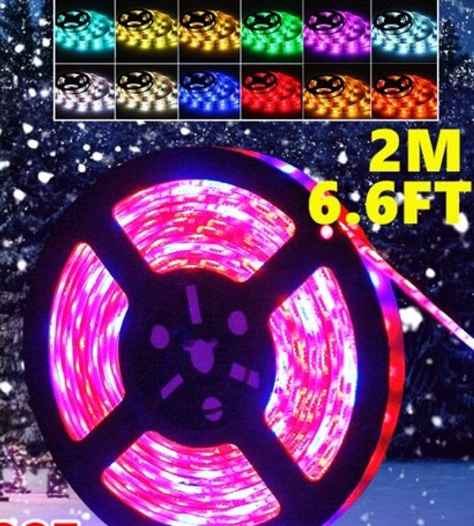 6.6FT (60 LED) Strip Lights, Bright Color Changing LED Light Strip with Battery Box, Adhesive Dimmable Lights Strip for Mirror, Living Room, Study, Wardrobe, Cupboard etc