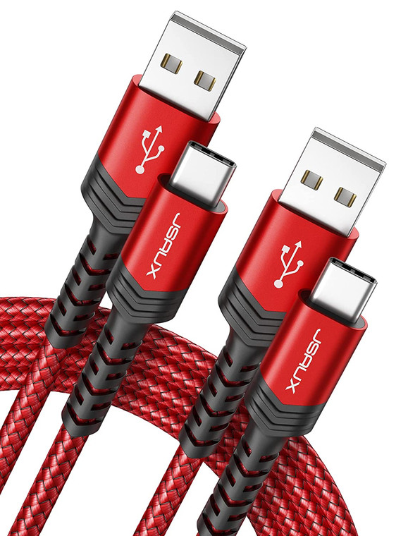 C Type (USB-C to USB A) Charger Cord/ Cable 3.1A Fast Charging 6.6ft, Compatible with Samsung Galaxy S10 S9 S8 S20 Plus A51 A12 A11, Note 10 9 8, PS5 Controller-Red