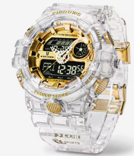 Men's Digital Sports Watch, Waterproof, LED Screen, Large Face, Dual Dial, Stopwatch, Alarm