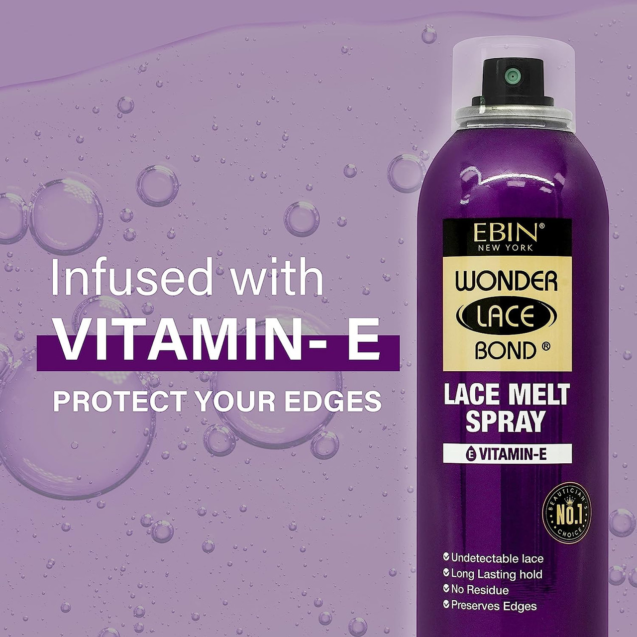 Wonder Lace Melt Aerosol Spray | Preserves Edges & Undetectable Lace | Long  lasting hold | No Residue | Vitamin E + Biotin Infused (180ml./ 6.08oz)