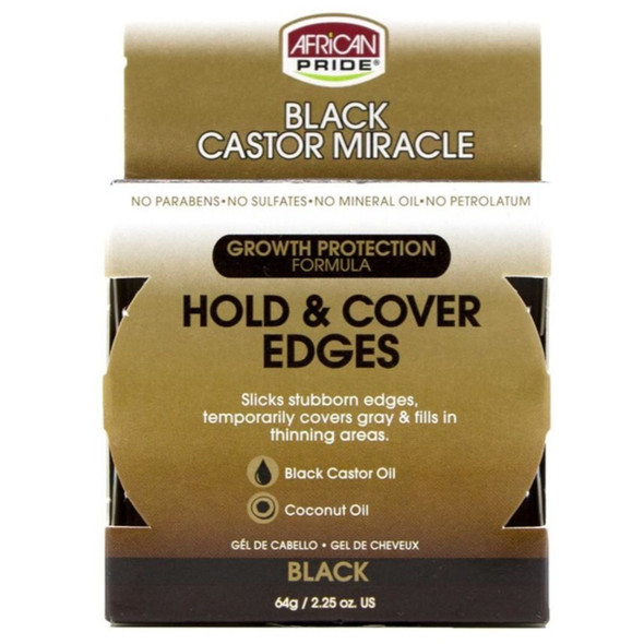 African Pride | Black Castor Miracle | Hold & Cover Edges | Black (2.25oz)