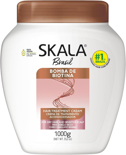 Skala Expert Biotin Bomb Hair Cream 1 Kg (35.2 oz) - Strengthens and Nourishes Weak, Damaged Hair - NutriForce Technology for Hydration & Protection