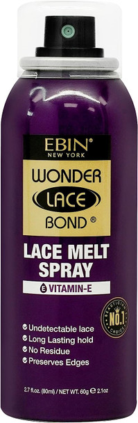 EBIN NEW YORK Wonder Lace Melt Spray - Vitamin E, 2.7oz/ 80ml | Fast-Drying, Long Lasting Formula for Protecting Your Edges, Gives Natural, Undetectable Look