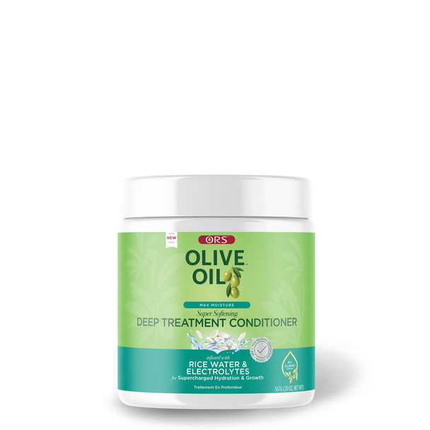 ORS Olive Oil Max Moisture Super Softening Deep Treatment Conditioner with Rice Water (567ml, 20oz)