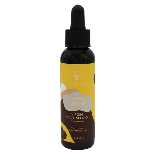 As I Am Pure Oils Virgin Black Seed Oil - 2 ounce - Cold Pressed Anti-Oxidant - 100% Pure Unrefined Nigella Sativa Seed Oil - Rich in Omega-6 and Omega-9 Fatty Acids - Enriched with Phytosterols