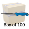 MEFE Box of 100 - 7"/18cm Flexible Filleting Knife - Blue TPE Handle - Hollow Ground Blade