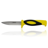 MEFE 4"/ 10cm Hunting / Fishing Knife With Cord And Sheath - Yellow Soft Grip Handle