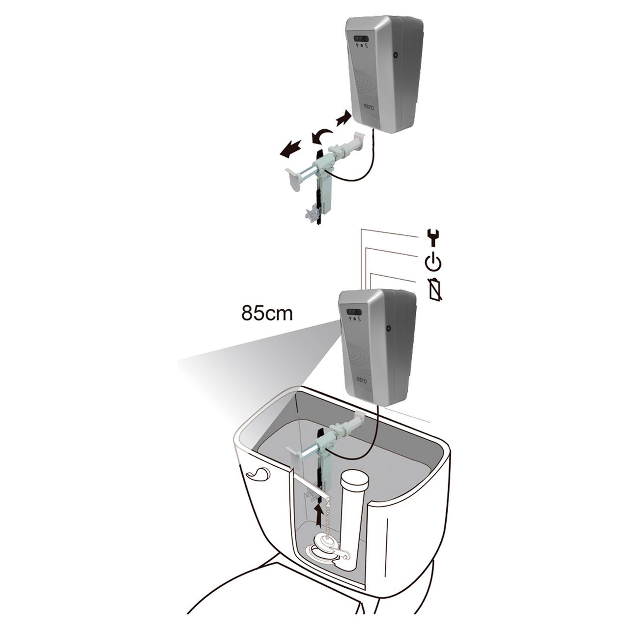 Infrared Automatic Toilet Flusher for side handle type cistern