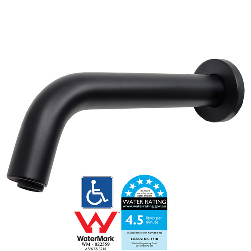 Sensor Tap - Tube Design - Wall Mounted  - Matte Black