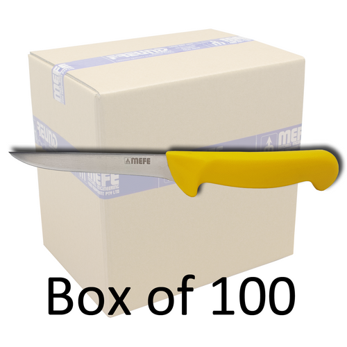 Box of 100 - 5"/13cm Narrow Boning / Sticking Knife - Yellow Fibrox Handle