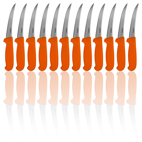 Box of 12 - 5"/13cm Curved Boning Knife - Orange Fibrox Handle