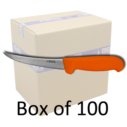 Box of 100 - 5"/13cm Curved Boning Knife - Orange Fibrox Handle