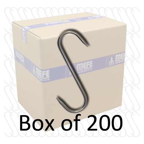 Box of 200  -  S Hook - Heavy Duty Stainless Steel - 160mm long x 6mm diameter