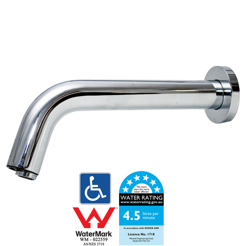 Sensor Tap - Tube Design - Wall Mounted - Chrome Plated