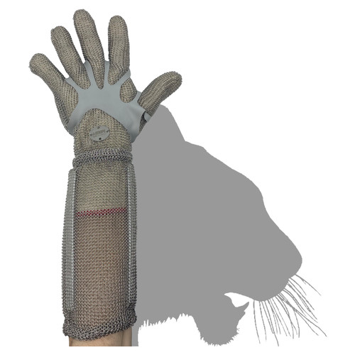 Stainless Steel Chain Mesh Glove - Full Hand + 20cm Cuff (Spring Close)