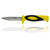 Box of 12 - 4"/10cm Hunting / Fishing Knife With Cord And Sheath - Yellow Soft Grip Handle