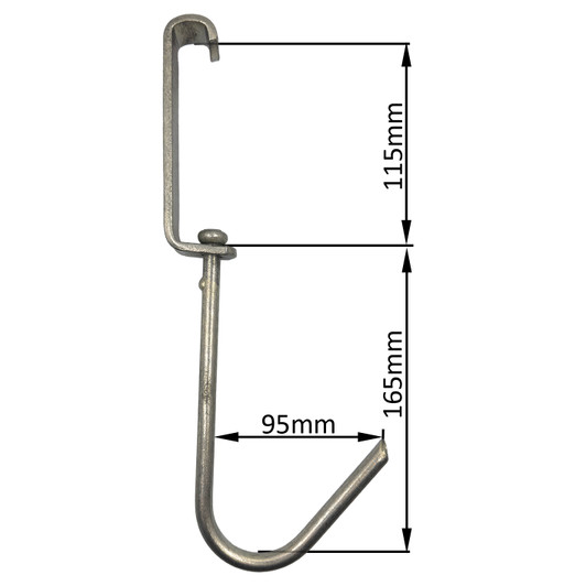 MEFE Skid Swivel Hook - 300mm Long, 25 x 5 Frame - 10mm Hook