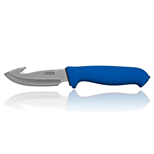 MEFE 4.5"/11cm Skinning Gut Hook Knife - Blue Double Soft Grip Handle