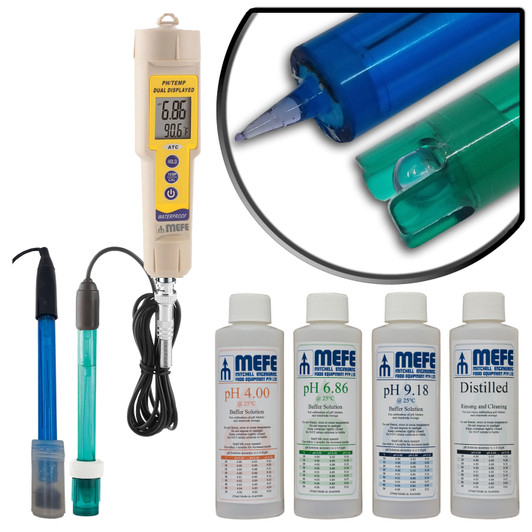 MEFE PH Meter Kit inc. Meter, Solids Probe, Liquids Probe& Calibration Kit
