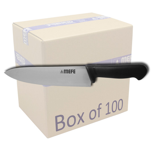 MEFE Box of 100 - 9"/23cm Butcher's / Chef's Kitchen Knife - Black PP Handle