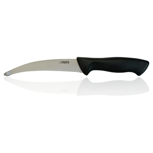 MEFE 5.5"/14cm Tripe Offal / Skinning Knife - Stub Point Reverse Blade & Black Handle
