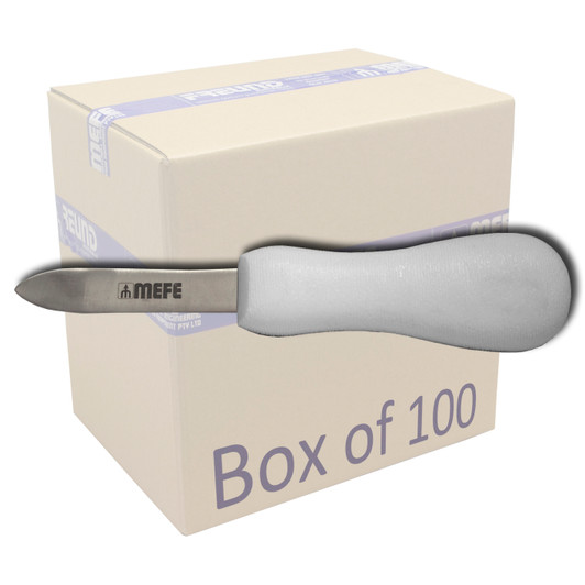 Box of 100 - 2.5"/ 6cm Oyster Knife - White Fibrox Handle