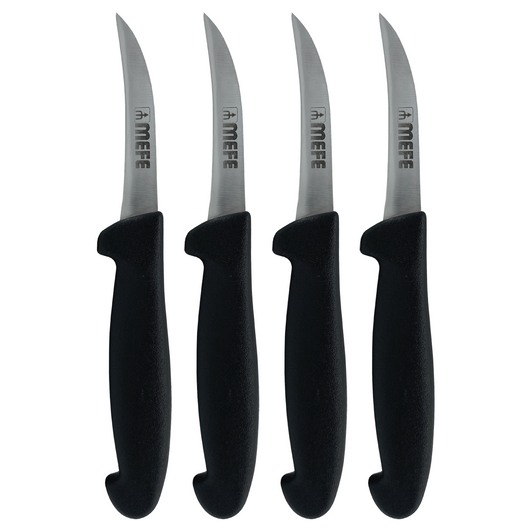 2.5"/ 6cm Fruit Knife - Black PP Handle - 4 Pack