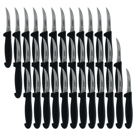 MEFE Box of 36 - 2.5"/ 6cm Fruit Knife - Black PP Handle