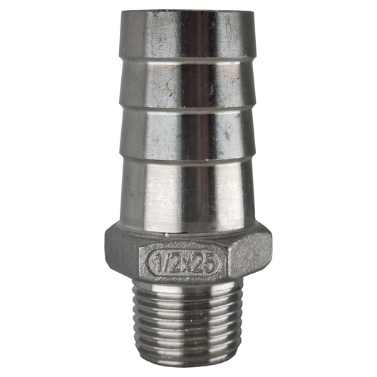 MEFE Hose Tail Stainless Steel - ½" BSP Thread to 1" (25mm) Hose MEFE Hose Tail Stainless Steel - ½" BSP Thread to 1" (25mm) Hose