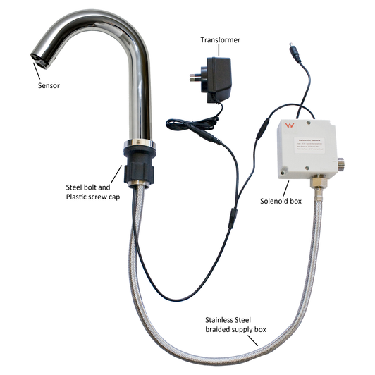 Hospital Spout (18cm) - Deck Mounted Chrome Plated (Gunmetal) - Diagram
