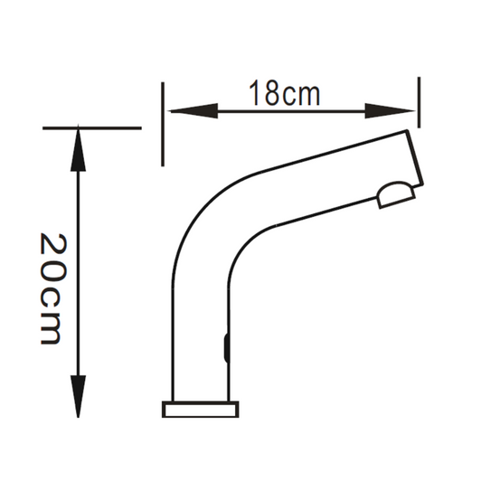 MEFE Sensor Tap - Boomerang - Deck Mounted - Gunmetal Dimensions