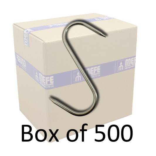 MEFE Box of 500 S Hook - Heavy Duty Stainless Steel - 80 x 40mm